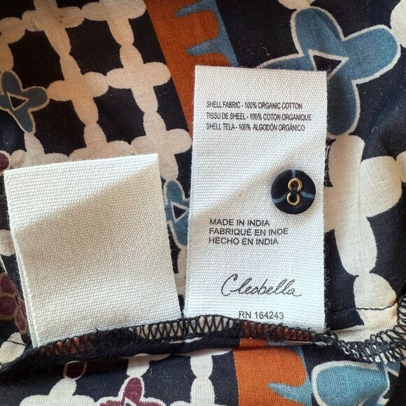 NWT Cleobella Edith Long Sleeve Blouse in Deco Black Blue Orange Cream Size S - Picture 10 of 13